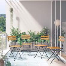 vidaXL 4 Stück Klappbare Bistrostühle Aus Massivem Akazienholz - Yellow - View 1