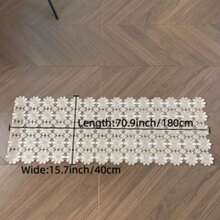 HXARTMIS 1PC, Exquisite Embroidered Small Daisy Coffee Table Runner, Made Of Machine-Made Polyester Fabric, Suitable For All Seasons, Heat Resistant And Easy To Clean, Hollow Lace Design Tablecloth. - Brown - View 11