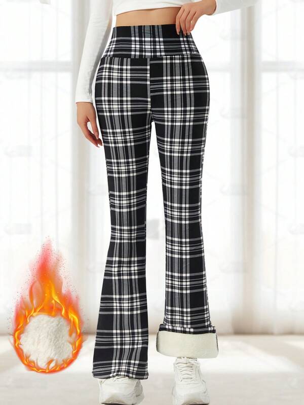 Women's High Waist Flare Pants - Tummy Control & Butt Lifting Design, Super Soft Thermal Lining For Winter, Casual & Comfortable, High Stretch