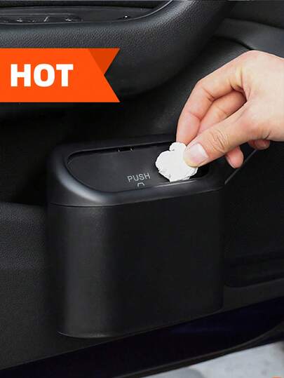 1pc Black Mini Creative Car Trash Can