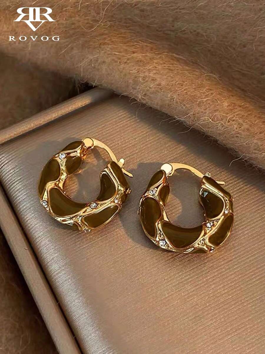 1 Cặp bông tai tròn thời trang cao cấp, sang trọng, thanh lịch, đa năng, phong cách Pháp cổ điển, thiết yếu cho trang phục mùa thu/đông