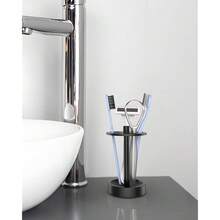 Black Toothbrush Holder Stand For Bathroom, Small Tooth Brush Holder Organizer Storage Caddy For , Modern Cute Vanity Countertop Accessories Decor For Farmhouse Dorm{Inchcolorinch:InchBlackinch} - 黑色 - 查看 8