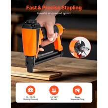 Pneumatic Staple Gun, 21 Gauge Pneumatic Upholstery Stapler For 80 Series 1/2-Inch Crown 1/4"-5/8" Length Staples, 70-110 PSI Air Staple Gun For Woodworking, Upholstering, Crafts, DIY Projects - 21GA 80 Series Regular Nailer, 1/2 Inches - View 2