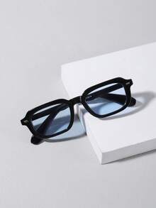 一副男士休闲基础款复古长方形时尚眼镜，适合度假、日常佩戴和通勤。 - 彩色 - 查看 5