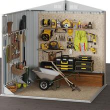 6x4FT Patio Outdoor Storage Shed With Double Sloping Roof Design, Rain And Sun Protection And Wind Protection, Lockable Door For Bicycles, Power Tools, Farm Tools And Other Sundries, Four Vents - Grey - View 6