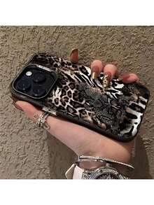 Funda de teléfono con estampado de leopardo y serpiente, el producto es una imagen 2D compatible con iPhone 17, 16, 15, 14, 13, 12, 11, PRO MAX, X, XS, PLUSFunda para smartphone con diseños variados - Negro - Ver 4