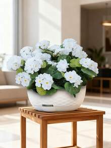 1pc Artificial Geraniums For Outdoor Decoration. Silk Geranium Flowers That Are Resistant To UV Rays And Have A Realistic Appearance. They Are Artificial Plants Suitable For Use In Outdoor Flower Pots, Front Gardens, Terraces, Balconies, Courtyards, And Porches. They Are Suitable For Home And Garden Decoration Throughout The Four Seasons. Red And White. - Multicolor - View 8