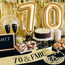 70th Gold Birthday Decorations For Women, 70 Birthday Women Decorations Set- It's 70th Crown And Sash With 70 & Fabulous{Inchcolorinch:Inch70thinch} - 第七十屆 - 查看 7