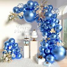 5/10/12 Inch Metallic Blue Party Balloon Arch Set, Blue Metallic Helium Shiny Thick Latex Balloons, Suitable For Birthday, Baby Shower, Graduation, Father's Day, Underwater World, Wedding Anniversary, Bachelorette Party, Gender Reveal Party Decoration - Metallic Blue - View 8