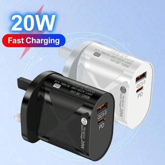 1pc 20W PD Type-C Port Fast Charger, Compatible With IPhone 16 15 14 13, And Other Smartphone Series Suitable For Travel, Office, Dorm, And Home Multi-Port, Adapter Nan Fast Charging