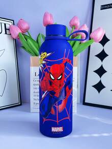 Disney 1 pieza Botella de agua deportiva de acero inoxidable 304 aislada con licencia  Authorized , vaso de enfriamiento, vaso para auto, con asa portátil, sellado y a prueba de fugas, impresión de personaje de dibujos animados elegante, gran capacidad de 500ml/16oz en azul y rojo, diseño de moda/resistente a la oxidación/duradero/multicolor/vaso a prueba de fugas/con tapa, adecuado para regalos de cumpleaños, Acción de Gracias, regalos de Navidad (las piezas del producto pueden ser aleatorias)