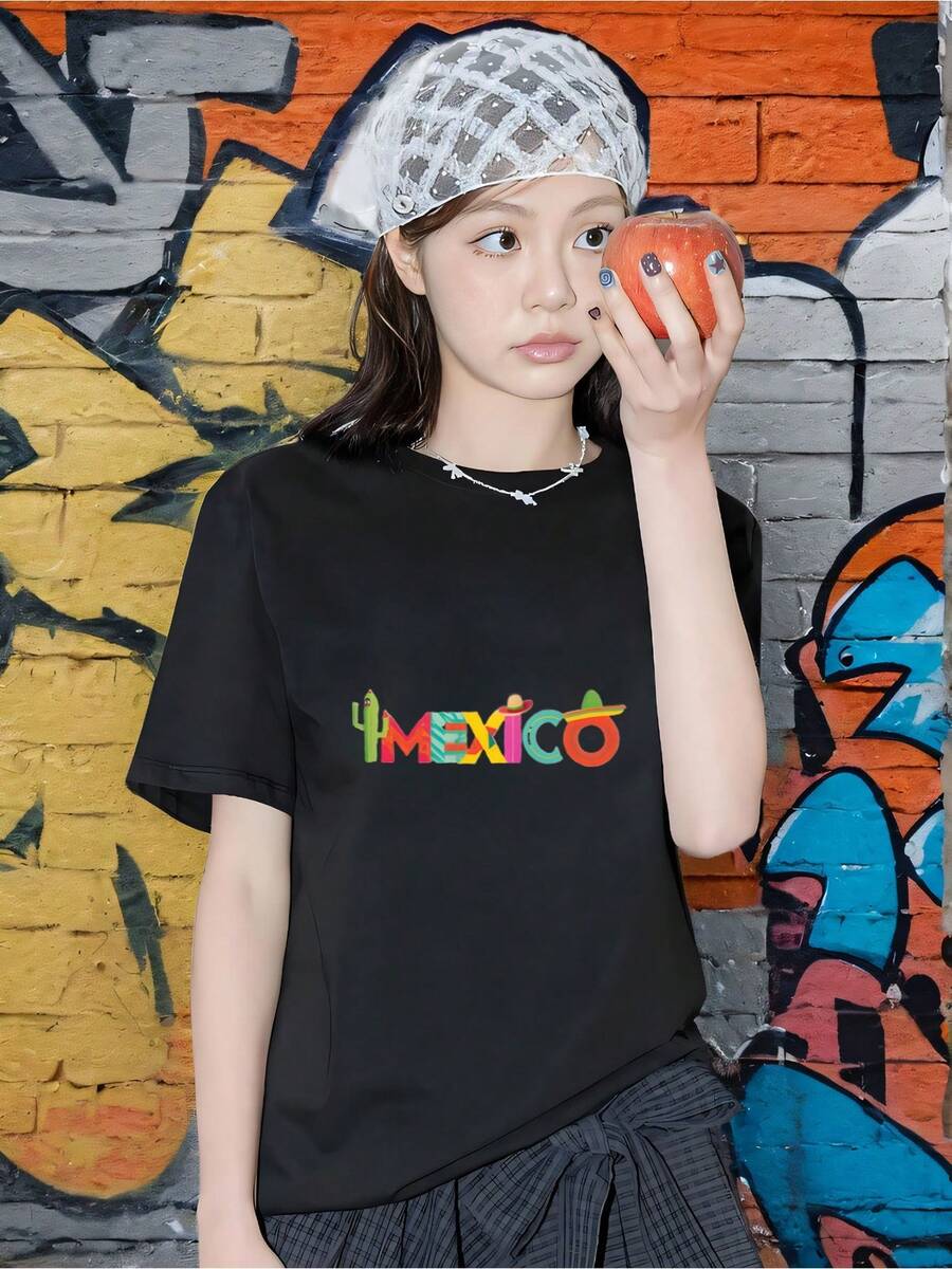 1 Camiseta De Mujer Con Estampado Del Bandera Mexicana - Blanca, Cuello Redondo Y Manga Corta, Texto En Español "México/Amé Rico" – Ligero Y Transpirable Para Viajes O Uso Casual. Regalo Ideal Para El Orgullo Méxicano., Blusas Y Tops Para Mujer, Tops Para Mujer, Tops Para Mujeres, Camisetas Para Mujer, Blusas Y Tops Para Mujer, Camisas Para Mujer, Navidad, Camisetas Para Mujer, Blusas Para Mujer, Ropa De Moda Para Mujeres, Camisetas Para Mujer, Blusas Para Mujer, - Oscuro - Ver 1