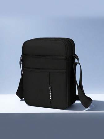 Stor kapacitet, moderiktig herrväska med en axel, diagonal axelrem, multifunktionell justerbar rem med dragkedja, praktisk förvaringsväska med flera fack