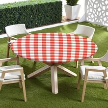 Water-Resistant Round Tablecloth With Elastic Edge For 40-44" Tables - Daily-checkered Red White - View 8