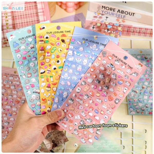 3D Mini Cute Animal Japanese Snack Stickers, Assorted Styles & Colors, Handmade Craft Reward Stickers For Kids