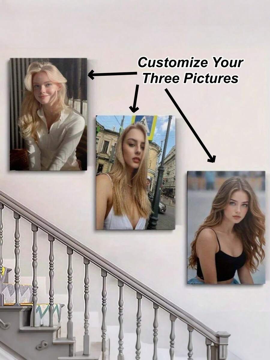 Three Customizable Canvas Prints With Your Photos Added, Perfect For Bathroom, Office, And Living Room Home Decor. Frameless/Framed Home Decor.,Home Decor Living Room - Multicolor - View 1