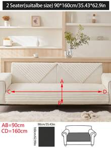 1pc Thick Plush Sofa Seat Cushion Covers, Non-Slip Dust Proof Sofa Slipcovers, Machine Washable, Pets Friendly, Suitable For Bedroom, Office, Living Room Couch, L-Shape, 1-4 Seater - White - View 15