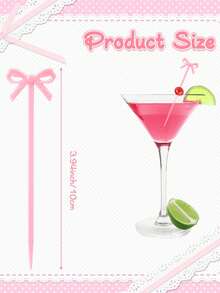 1/10/20/30pcs Pink Bow Cocktail Picks, Acrylic Bowknot Toothpicks Cute Pink Bow Decor Party Toothpicks Cute Fruit Skewers For Appetizers Drink Cake Dessert Birthday Party Decorations - Multicolor - View 7