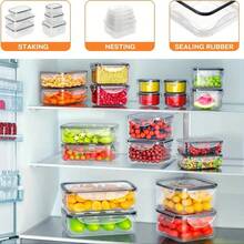 40/10-Piece Food Storage Container Set, Kitchen Organizing Bins, Meal Prep Containers With Lids, Stackable Reusable Snack And Lunch Boxes, Easy-Seal Lids, Plastic Snapware (20/5Containers + 20/5Lids), 40-Piece Set Includes Labels And Marker For Pantry And Kitchen Organization - Black 40PCS (20 Lids + 20Containers) - 查看 5