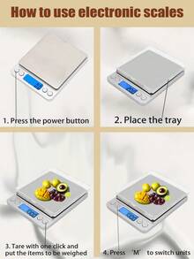 3kg Báscula de alta precisión, 6 unidades de conversión, sin cálculo manual, material ABS duradero, pantalla LCD grande, adecuada para cocina y joyería, apagado automático - alimentada por batería (baterías no incluidas) - Multicolor - Ver 11