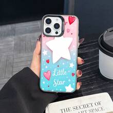 Colorful Silver Apple Phone CaseGlitter Little Star Baby Theme With Hearts And StarsCompatible With  11 To  17 Models The Cases Lens Protection Function Ensures The Camera Remains Undamaged During Shooting  Guaranteeing Image Quality