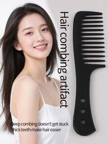 Black Large Toothed Comb, Wide Toothed Comb, Hair Salon Special Inner Buckle Plastic Anti-Static Pear Blossom Head Hair Comb, Smooth Hair Thick Comb