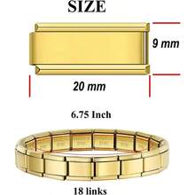 Silver Stainless Steel 6.75 Inch Italian Charm Bracelet Starter With Opening Interchangeable 9mm Modular Nomination Bracelet Jewelry Women Men - Vàng-Văn bản tùy chỉnh - Xem 3