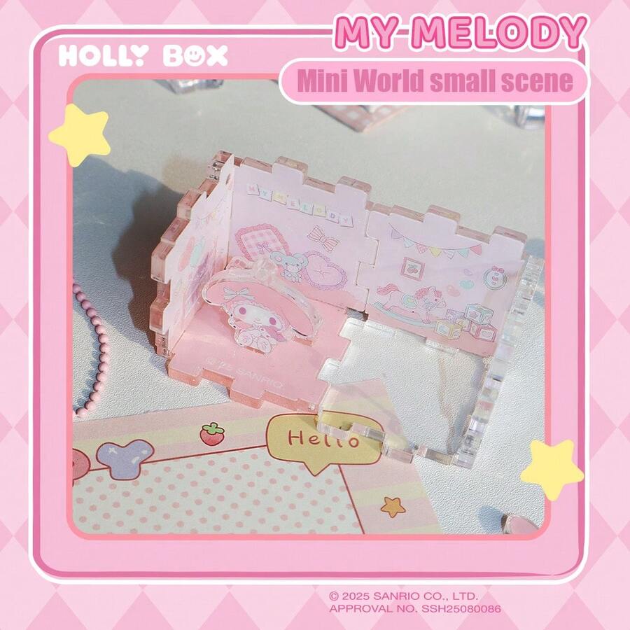 Bộ 3 móc khóa mô hình 3D mini thế giới gia đình Sanrio - Hình Hello Kitty/Cinnamoroll/My Melody dễ thương, phụ kiện mô phỏng cảnh thu nhỏ chi tiết, chất liệu nhựa PVC acrylic mềm, thích hợp cho ba lô/ví, quà tặng cho người hâm mộ Sanrio và trẻ em.