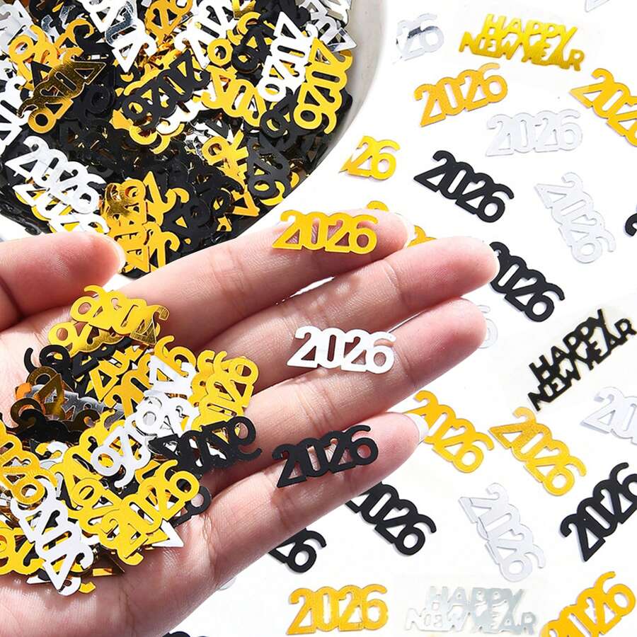 15克 2026毕业季彩纸屑 优雅黑金银三色彩纸屑 营造欢乐派对氛围 节日装饰