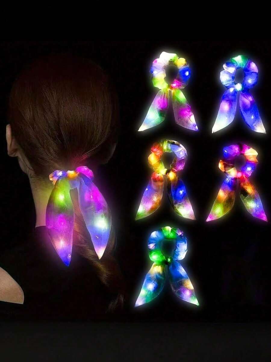 6 Pairs LED Rabbit Ear Headbands. Colorful Luminous Hair Clips That Glow In The Dark, Suitable For Party Supplies, LED Headbands, Holiday Decorations, Glow Toys, Music Festival Parties, Birthday Decorations, Christmas & Birthday Gifts, Party Lighting, Masquerade, Bridal Parties, Neon Parties, Weddings, Party Decorations, Thanksgiving Decorations. - Multicolor - View 1