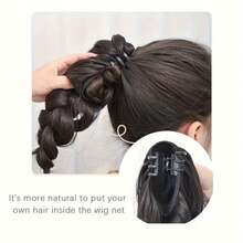 女士合成长款编织马尾辫接发，带发绳，高温纤维材质，适合日常派对佩戴 - 彩色 - 查看 9