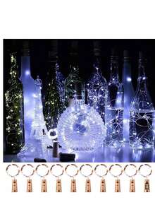 [1/3/5/12 Packs & 3 Modes] Fairy Lights Battery Powered 7FT 20LED Twinkle Lights Battery Mini Lights Small LED String Lights Waterproof Silver Wire For Indoor Mason Jar DIY Wedding Christmas Decor, (White)