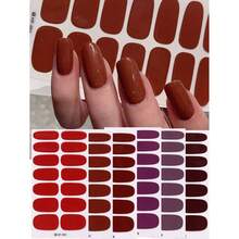 6 Sheets Autumn Winter Nail Stripe Stickers Brown Color Full Cover Dark Red Fall Nails Art Decals Polish Sticker Self-Adhesive Slider Manicure Decoration With File Sticks