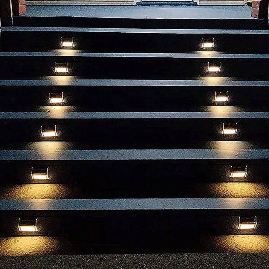 Step LightsLuces solares para escalones cubierta luz solar de escalera al aire última intervensión impermeable luz LED de acero inoxidable para jardín patio camino paquete de 6 color blanco cálidoStep Lights - blancoclido - Ver 1
