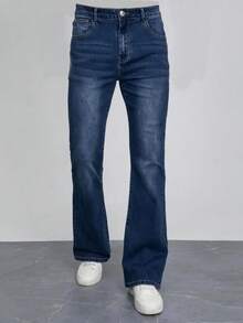 Men's Fashionable Slim Fit Stretch Flared Jeans - Royal Blue - View 2