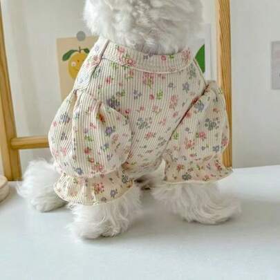 1pc Pet Dog Puff Sleeve Outfit, Suitable For Small Dogs, Cats, Pomeranians, Teddy, Poodles, Schnauzers, Autumn/Winter