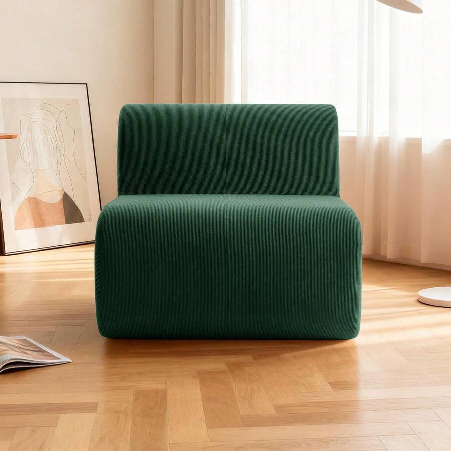 Compressed Lazy Sofa In A Box, Boneless Couch Comfy Single Corduroy Sofa Chairs For Living Room, Bedroom ,Office, Apartment, No Assembly Required - màu xanh lá - Xem 1