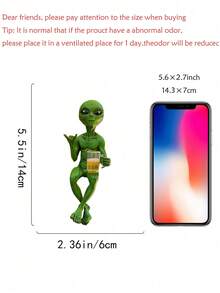 Alien Drinking Beer Sculpture - Amusing Space-Themed Decor, Green Alien Holding Beer Glass. Ideal For Displaying On Desk Or Shelf, Perfect Gift For Sci-Fi Fans | Unique Alien Design | Exquisite Craftsmanship, Alien Decor - Multicolor - View 7