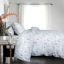 Duvet Covers SetsJane yre - Funda de edredón floral de microfibra cepillada de 3 piezas patrón floral azul con zíper de lujo suave transpirable cómoda tamaño QueenDuvet Covers Sets - AzulFloral04 - Ver 2