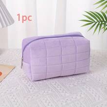 1/4pcs Plush Plaid Cosmetic Bag, Large Zipper Travel Toiletry Pouch, Multifunctional Storage Bag, Suitable For Home Organization, Outdoor Travel, Business Trip (1/4pcs Optional), Also Applicable To Vacation, Beach, Bathroom, Bedroom, Large Capacity - Multicolor - View 16