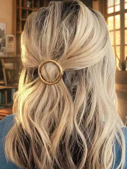 2 Pieces / Retro Simple Round Side Clip, Geometric Hairpin Top Clip Hairpin Head Clip,Versatile Temperament Round Geometric Metal Hair Clip For Women, Christmas Hair Accessories, Autumn And Winter Hair Accessories ﻿