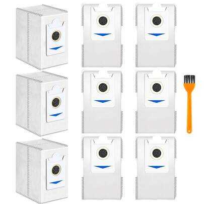 أكياس الغبار لمكانس الأرضيات الروبوتية Ecovacs T30S/ X2/ X2 Pro/ X2 Omni/ X5 Omni، سعة 3 لتر كبيرة للاستخدام مرة واحدة، مزودة برائحة عطرية، لا تحتاج إلى كهرباء، مع فرشاة صغيرة
