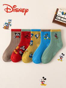 Disney 10双装儿童袜子，可爱米奇一家图案，加厚保暖，适合秋冬季节，女童中筒袜，男童卡通袜，透气婴儿/学生袜，地板袜 - 彩色 - 查看 6
