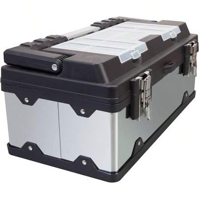 Tool Organizer/TrayRoad Dawg ROAD DAWG A5519BD Torin - Caja de herramientas portátil de acero inoxidable de 18 pulgadas organizador con cerradura de metal compartimentos de tapa transparente y bandeja extraíble aceroTool Organizer/Tray