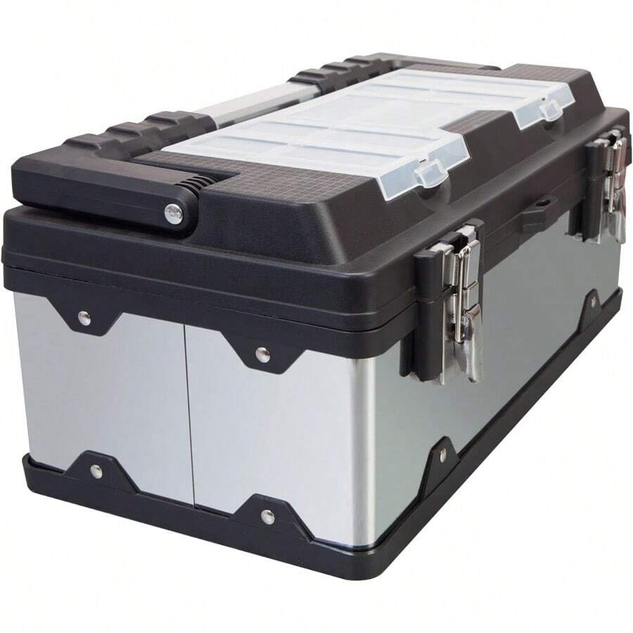Tool Organizer/TrayRoad Dawg ROAD DAWG A5519BD Torin - Caja de herramientas portátil de acero inoxidable de 18 pulgadas organizador con cerradura de metal compartimentos de tapa transparente y bandeja extraíble aceroTool Organizer/Tray - AceroinoxidableNegro - Ver 1
