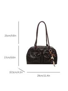 1 chiếc túi tote cổ điển tối giản có khóa kéo, trang trí bằng các ngăn nhỏ, hai quai xách, phù hợp cho nữ giới sử dụng hàng ngày khi đi làm và dạo phố. - Cà phê - Xem 2