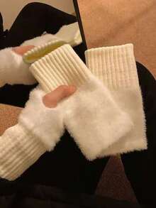 2 Pairs Fingerless Knitted Gloves For Women, Warm Winter
