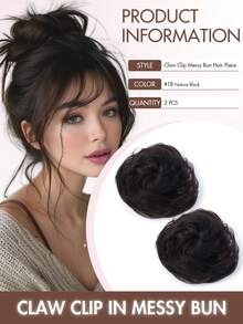 1pc/2pcs Messy Bun Hair Piece With Claw Clip, Real Human Hair Bun, Curly Wavy Fluffy Hair Bun Hair Scrunchie, Medium Brown Ombre Clip-In Hair Bun. Large Messy Bun Hair Piece With Claw Clip, Real Human Hair Bun, Wavy Bun Hair Piece, Updo Hair Piece, Women Claw Clip Ponytail, Wavy Claw Clip Messy Bun Hair Clip, Real Human Hair Bun Hairpiece, Soft Hair Bun Piece, Women Daily Wear. - Multicolor - View 15