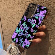 Funda con patrón de texto colorido BAD para Samsung Galaxy S25ULTRA, S24PLUS, S23FE, S21PRO, S22, S20+, A03S, A05S, A14, A31, A53, A34, A10, A04E, M04, A33, A35, A55, A72, A71, A70, A22, A16, A06, A20S, A54, anti-suciedad, a la moda, moderna, colorida, plateada IMD - Colores mixtos - Ver 1