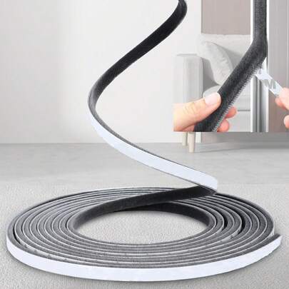 Draft Excluder For Doors, Draught Excluder For Windows, Upgraded Length 5 Metres Self-Adhesive Seal Strip Tape, Stop Draft, Grey